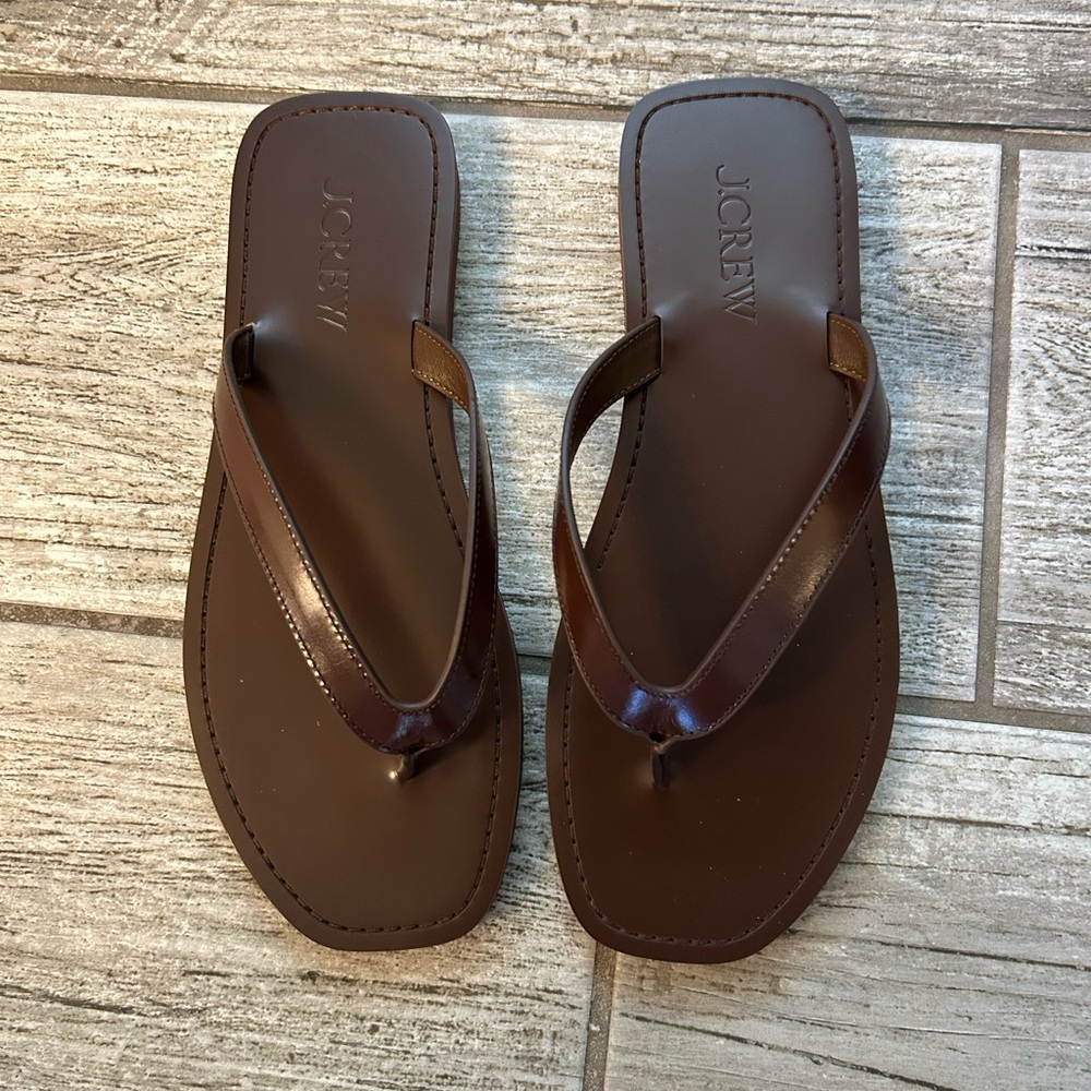 J.Crew Wide Thong Leather Sandals